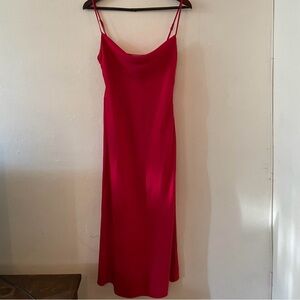Red Satin Maxi Dress